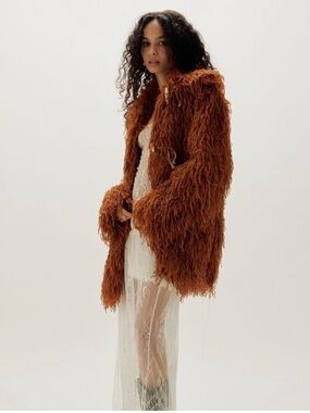 Free People Fluttering Heart Faux Fur Jacket M